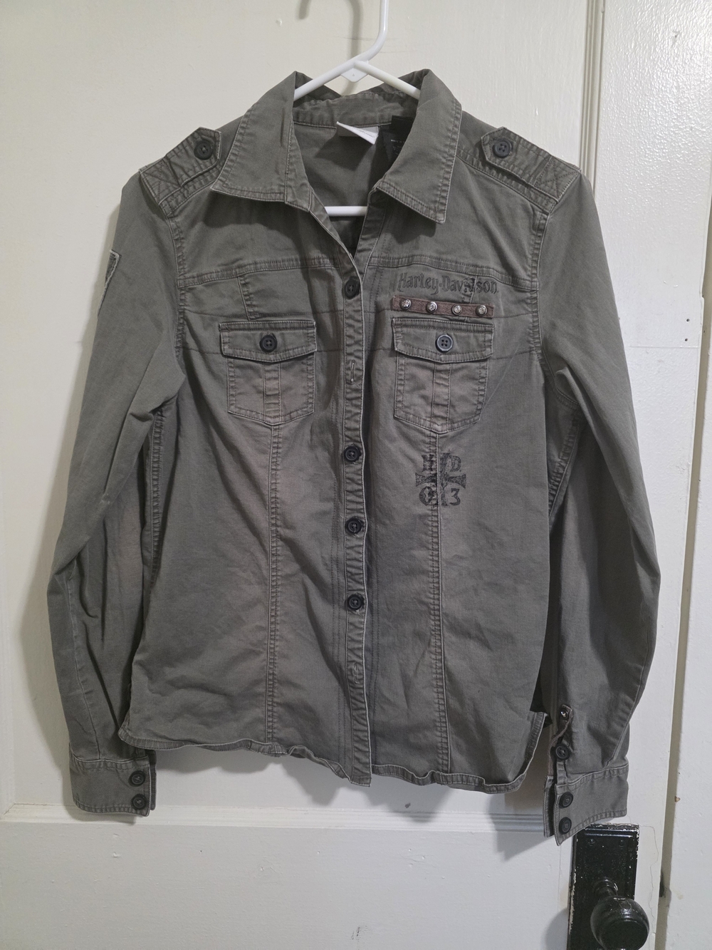 Harley-Davidson Olive Utility Button-Front Jacket